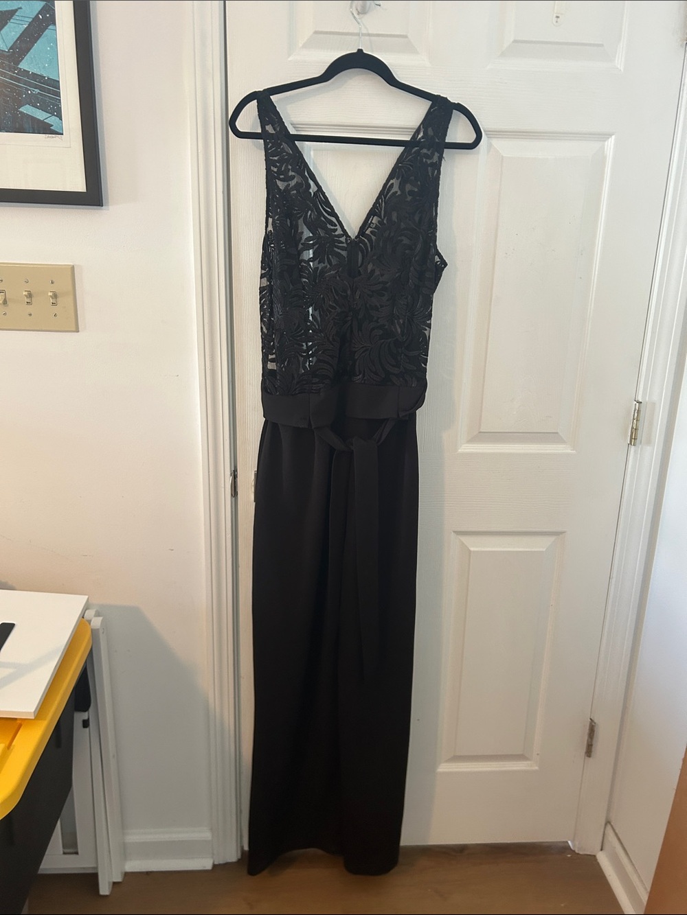 Fashion Nova Black Lace V-Neck Jumpsuit